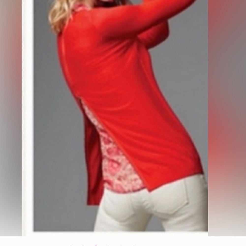 cabi Red Zip-Back Button Front “Cobblestone” Cardigan Sweater | Women’s XS